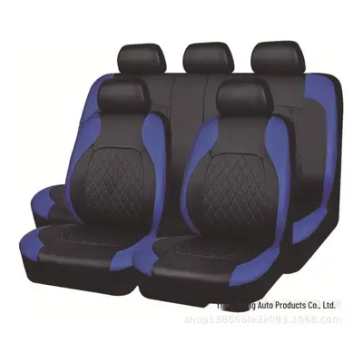 (blue, 9-piece set seats) Diamond-quilted Car Seat Cover For Central And Eastern Europe, With Pu