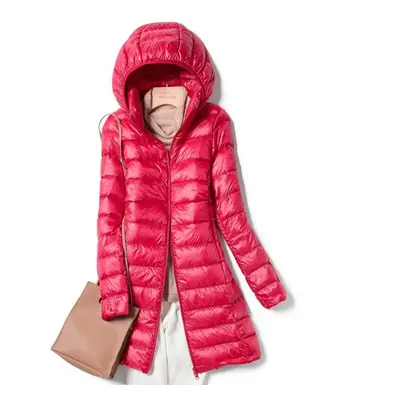 (ruby, XL) Winter Womens Down Jackets Long Ultra Light Thin Casual Coat Puffer Jacket Slim Remov