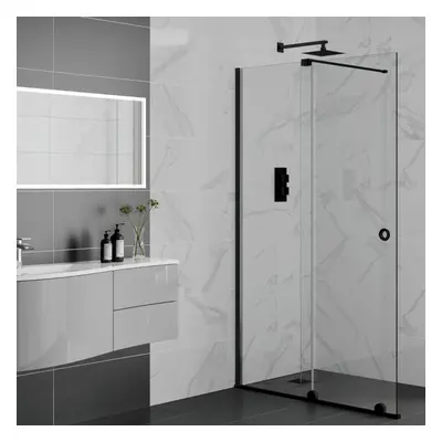 1200mm Sliding Wetroom Panel Black - 8mm