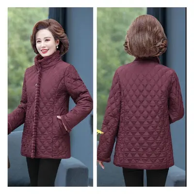 (wine red, XXXXXL) Women Winter Tops Big Size Mother Clothes Plus Large Female Parka Thick Warm 