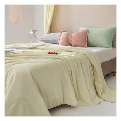 (yellow, 200*230CM) Class A Ice Cream Cool Silk Summer Cool Quilt, Solid Color Summer Air-condit