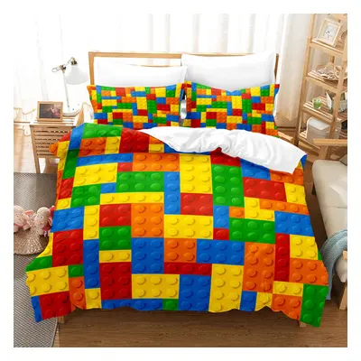 (Style 04, Double(200X200CM/3PCS)) Building block Bedding Single Double Duvet Cover