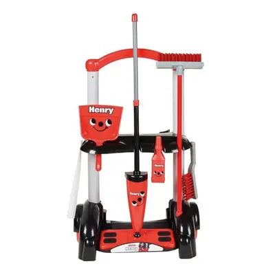 Henry & Hetty Toys - Henry Cleaning Trolley - Red Henry-Inspired Toy Playset with Mop, Brushes, 