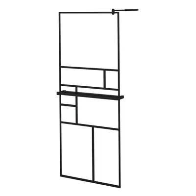 (black, x cm/pattern 2) vidaXL Walk-in Shower Wall Bath Enclosure with Shelf ESG Glass and Alumi