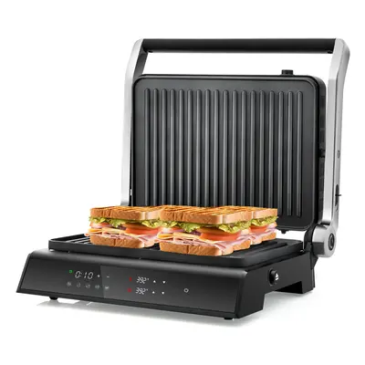 1200W Electric Press Grill Sandwich Maker w/ LED display & Auto Cooking Modes