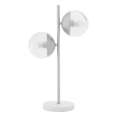 Versatile Chrome Finish Two Shade Table Lamp, Minimalist Design Bedside Lamp, Handcrafted Lamp O