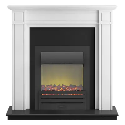 Adam Georgian Fireplace Suite in Pure White with Eclipse Electric Fire in Black, Inch