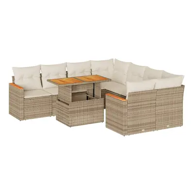 (beige and cream) vidaXL Piece Garden Sofa Set with Cushions Grey Poly Rattan Acacia