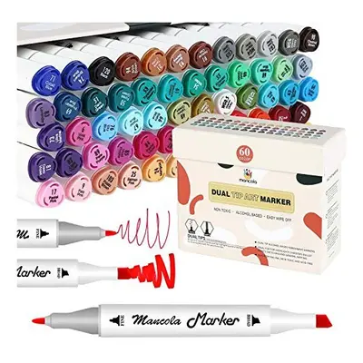 Mancola Marker Pens Colours Felt Tip Alcohol Markers with Dual Tips Permanent Colouring Pens for