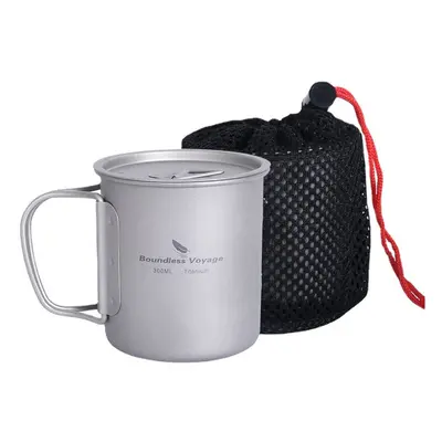 (Ti3042D 1250ml) Titanium Mug Camping Pot Water Cup Lightweight Cookware Picnic Drinkware Tablew