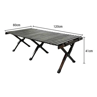 (Black, L) Folding Wood Table Portable Camping Large Wooden Desk with Carry Bag for Beach Picnic