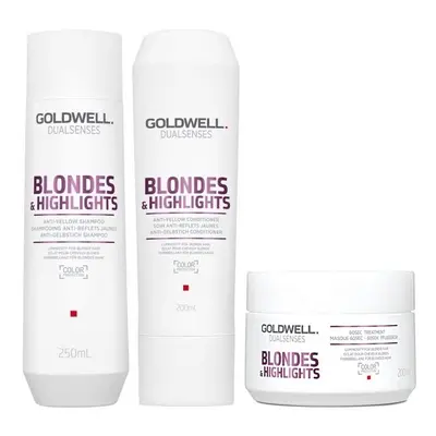 Goldwell Dualsenses Blondes & Highlights A-Y Shampoo 250ml, Conditioner 200ml and 60sec Treatmen