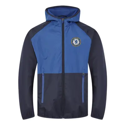 (Navy Royal Blue, XL) Chelsea FC Official Football Gift Mens Shower Jacket Windbreaker