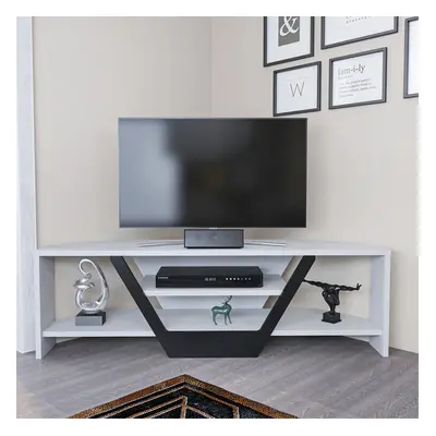 (White/Black) Decorotika - Sarsilla cm Wide Corner TV Stand TV Unit TV Cabinet