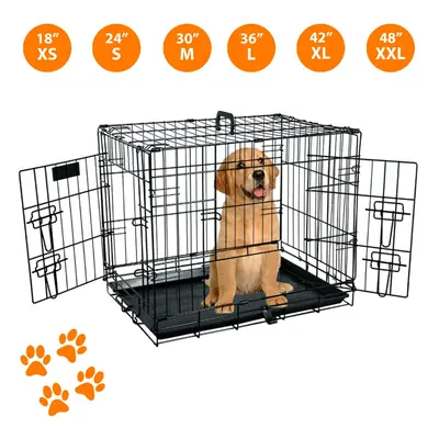 (Large 36") DOG CAGE PUPPY TRAINING CRATE PET CARRIER SMALL MEDIUM LARGE XXL METAL CAGES