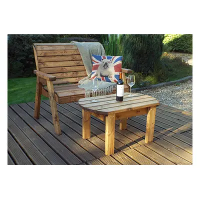 Hand Made Seater Chunky Rustic Wooden Garden Furniture Bench With Coffee Table