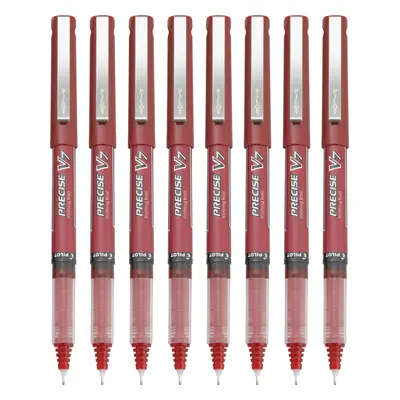 Pilot Precise V7 Capped Liquid Ink Rolling Ball Pens Fine Point 0.7 mm Red Pack Of