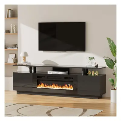 Recessed Electric Fireplace TV Stand with Remote Control, Black