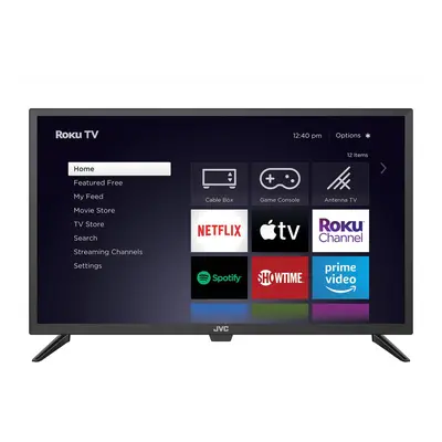 JVC 32-Inch 720p HD LED Roku Smart TV with Voice Control App Airplay Screen Casting & 300+ Free 