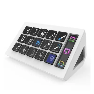 (white) Control Deck, Stream Controller With 15-adjustable Lcd Macro Buttons, Trigger Action In 