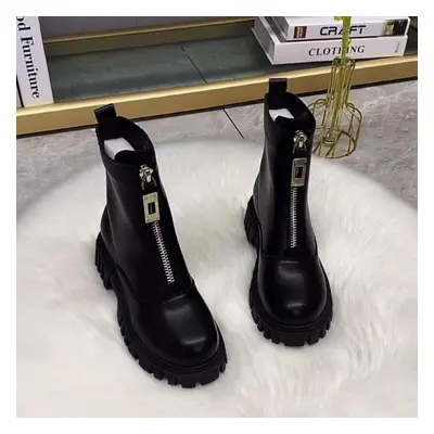 (black, 36) Women&apos;s Shoes Autumn And Winter Fleece Thickened Warm Boots Thick-soled Leather