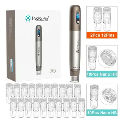 (H3+10XHR 10XHS) Hydra.pen H3 Wireless Professional Microneedling With 22pcs Cartridges Micro Ne