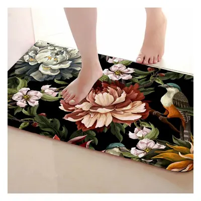 (160*200cm) 3D Flower Bird Print Soft Kitchen Rug Anti-fatigue Kitchen Rug Waterproof Non-slip R