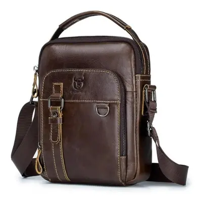 (coffee) Bullcaptain Fashion Men&apos;s Shoulder Bag Leather Messenger Bags Male Bolsos Crossbod