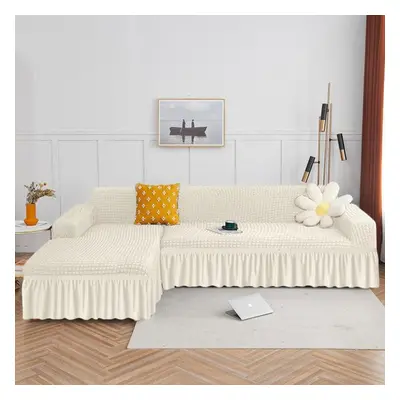 (ivory, Part AA 90-130cm) Seekers Skirt Sofa Cover -shaped Plain Striped Pattern Sofa Cover Livi