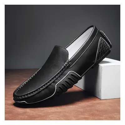 (black, 41) Men&apos;s Moccasins Casual Leather Shoes Slip On Loafers