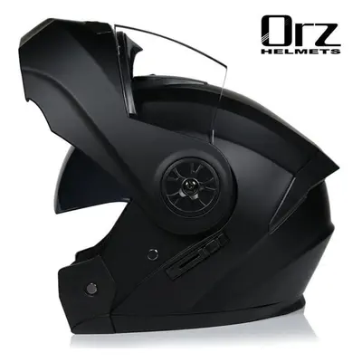 (black, M) "orz Double Lens Flip-up Electric Car Helmet - Anti-fog, Unisex, Four Seasons, Semi-m