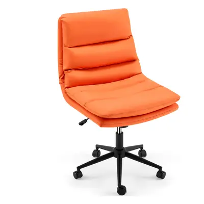 (Orange) YODOLLA Armless PU Leather Office Chair Desk Chair