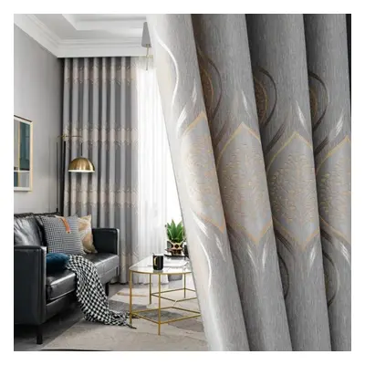 (grey, 200*270cm*2pcs) Blackout Curtains Nordic Simple Living Room Bedroom Home Insulation Bay W