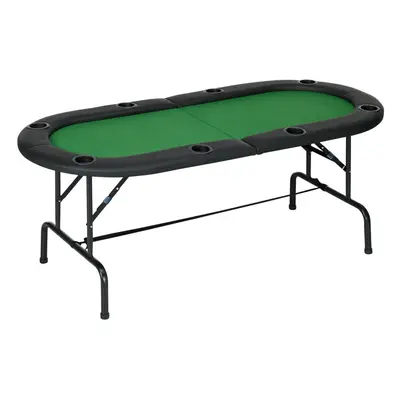 HOMCOM Player Folding Poker Table with Cup Holders, Metal Base, Green