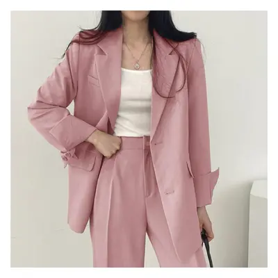 (pink, XXXL) Fall Fashion Long Sleeve Blazer Pant Sets Blazers Women Casual Womens Piece Outfit 