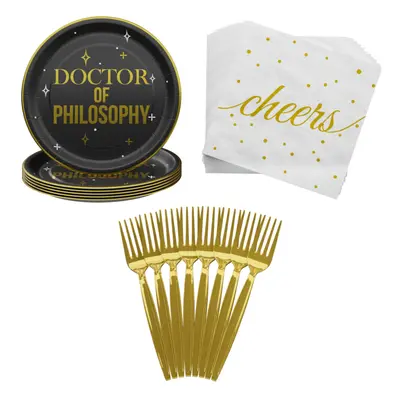 Blue Orchards PhD Graduation Value Party Supplies (64 Pieces for Guests) - Doctor Party Decorati