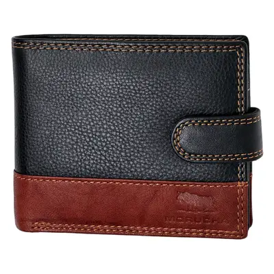 MORUCHA Mens RFID Blocking Real Soft Leather Wallet with M75 Black/Brown