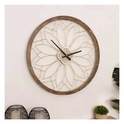 CHARLES BENTLEY Ullswater Outdoor And Indoor Vintage Wall Clock, Wood Effect, Skeleton Design, M