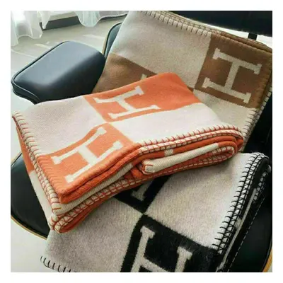 (Orange) Wool Cashmere Throw Plaid Blankets pillow Sofa Bedding Shawl Xmas Gift