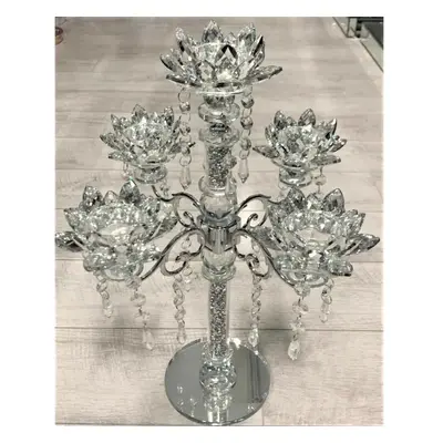 Crushed Diamond Candle Holder Faceted Balls Sparkly Silver Crystal