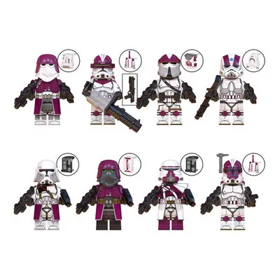 (Style A 8pcs) 16pcs Clone Engineer Airborne Cavalry Squad Echo Jesse Rex Mini Figures Fit Lego 