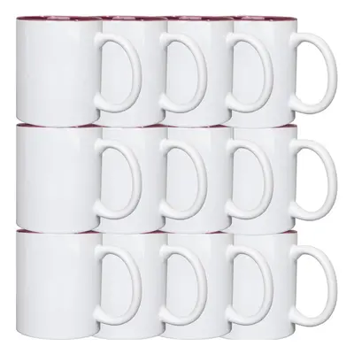 (White, 12PCS) Plain Sublimation Mug Tone Heat Press Tea Coffee Cup