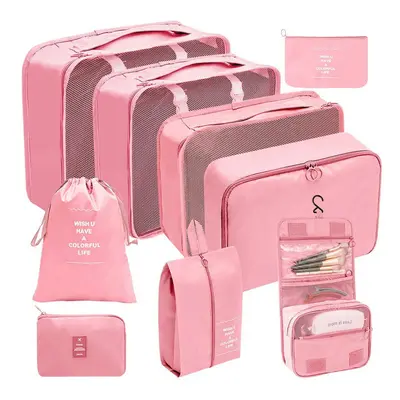 (Washing and grooming digital nine piece set pink, suit) Hot Selling Amazon Waterproof Travel St