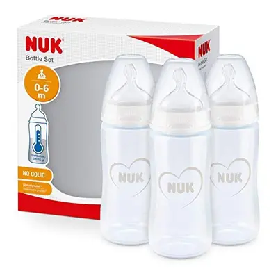 NUK First Choice+ Baby Bottles Set | Months | Temperature Control | Silicone Teat | Anti Colic V