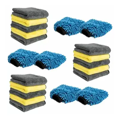 (21-Piece) Pro-Kleen Microfibre Cloth & Mitt Set