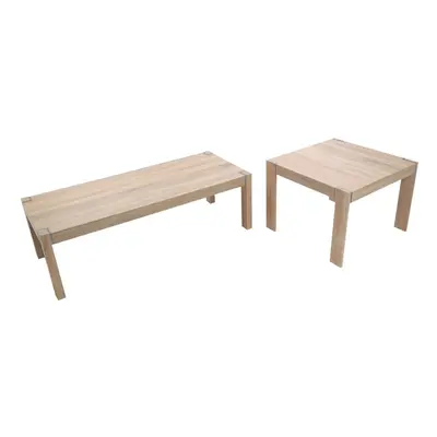 Natural Set of Two Nesting Tables, Modern Wooden Coffee Tables for Living Room, Nesting Coffee T