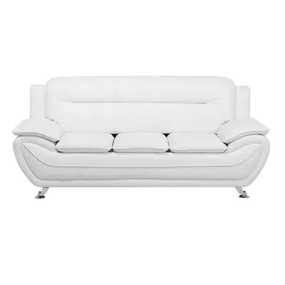 3 Seater Faux Leather Sofa White LEIRA