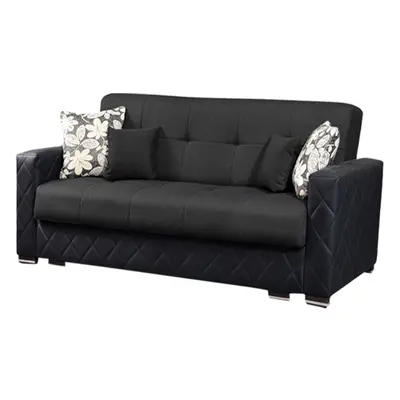 (Black, Seater) Munich Ottoman Storage 3+2 Seater Fabric Sofa Set