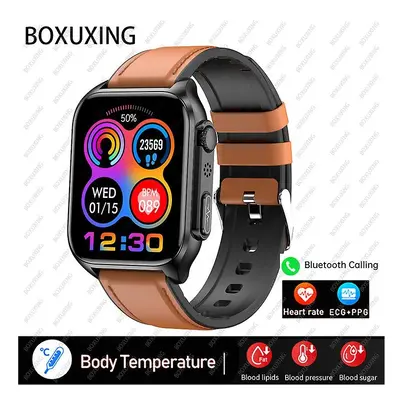 (2023 New Blood Glucose Smart Watch Men's Bluetooth Call Watches Ecg+ppg Blood Pressure Measurem