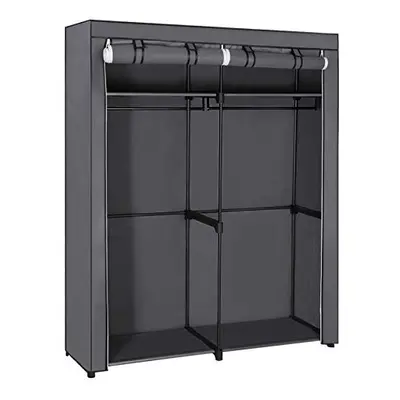 SONGMICS Wardrobe Storage Organiser, Portable Wardrobe with Hanging Rods, Clothes Rack, Foldable